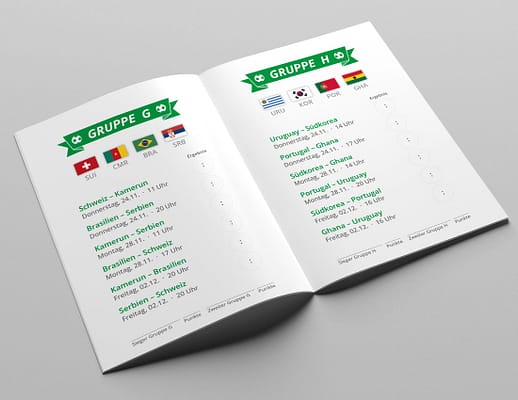 WM Spielplan 2022 zum Falten Flag Vorrunde grün