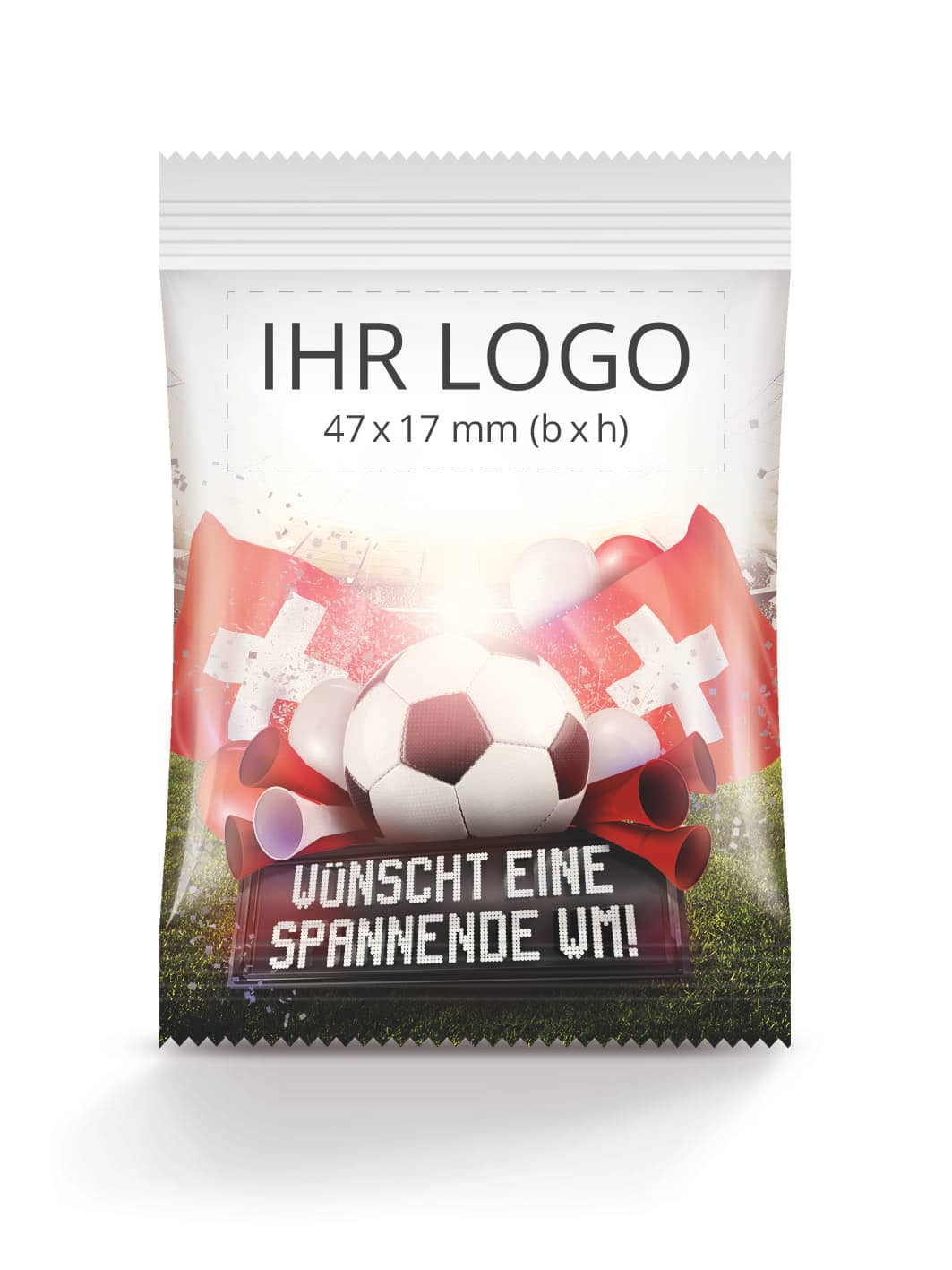 Werbeartikel Fruchtgummi WM 2022 Motiv Teamspirit Schweiz