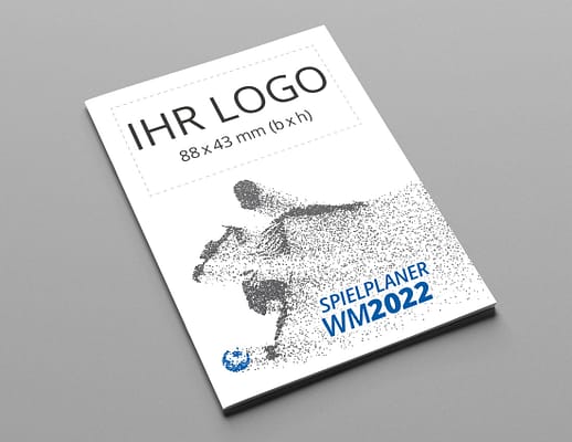 WM Faltplaner 2022 mit Logo, Motiv Player blau