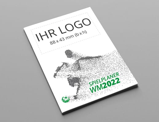 WM Faltplaner 2022 mit Logo, Motiv Player grün